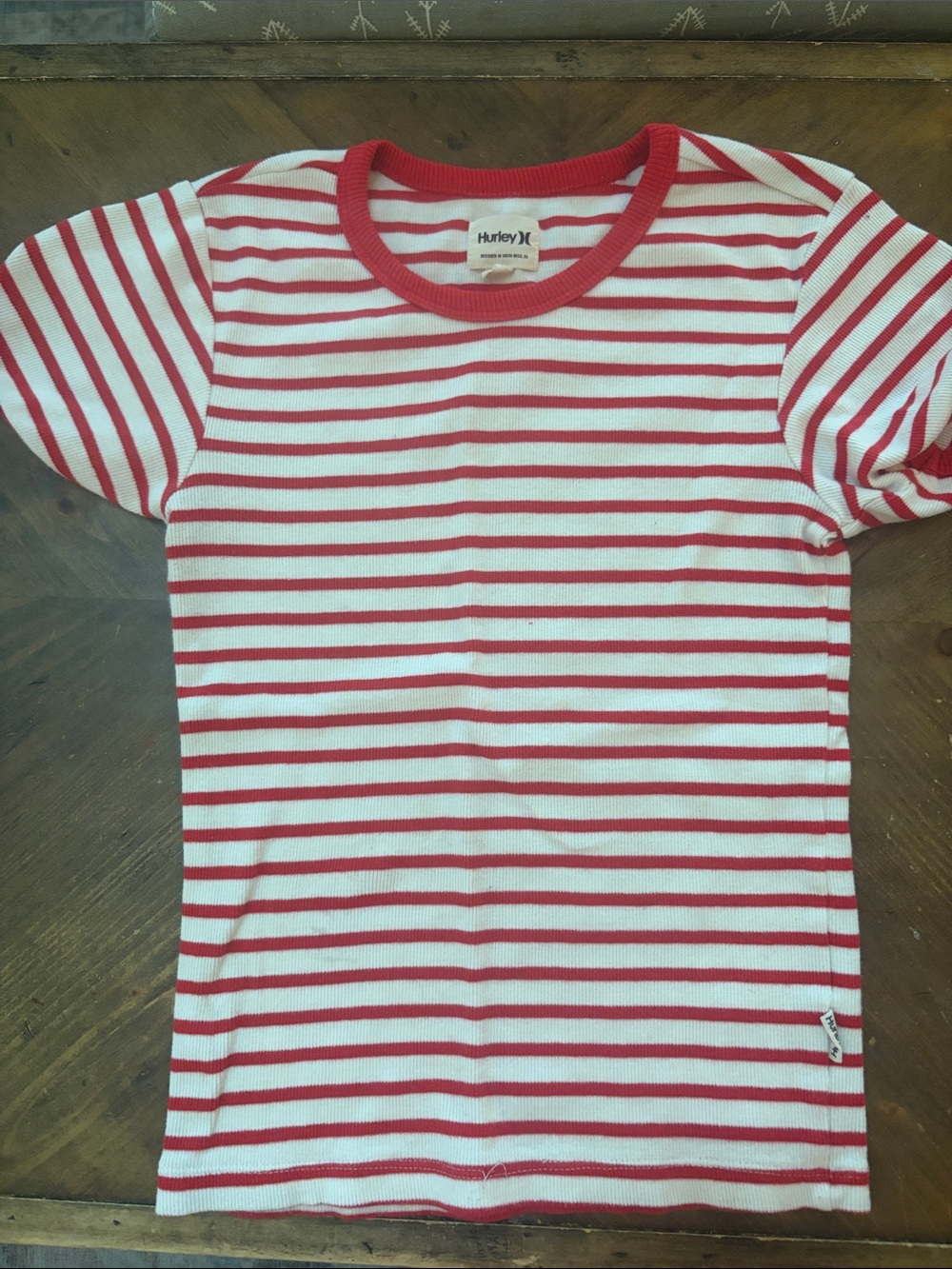 Hurley Red & White Striped Short Sleeve Kids Tee